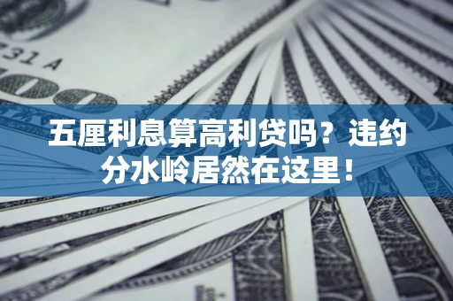武汉五厘利息算高利贷吗？违约分水岭居然在这里！
